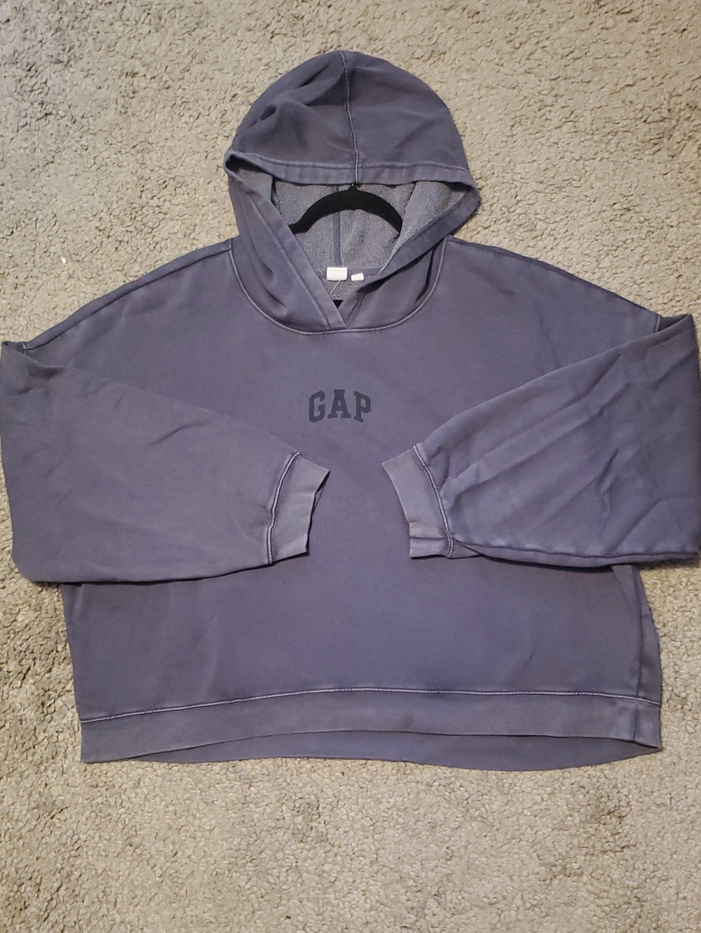 Viral Tiktok GAP Factory Mini Logo Women's Hi-lo Crop Hoodie in Washed Blue-Gray